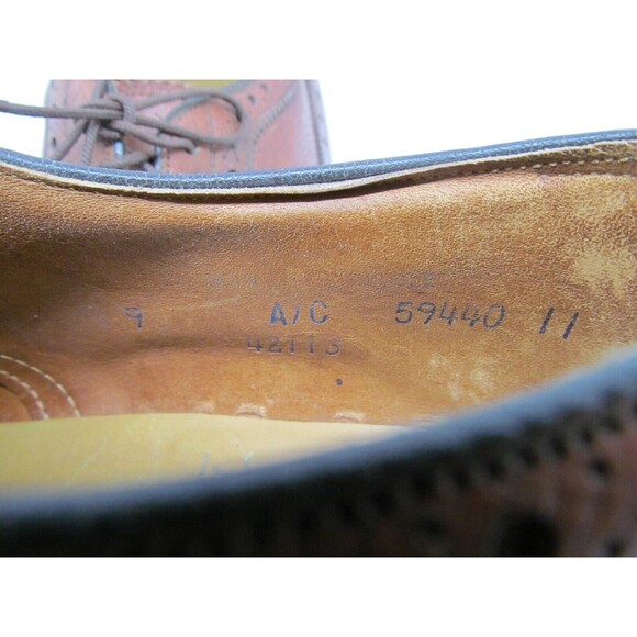 Nettleton Pebbled Leather Brogue Wingtip Derbys Mens Size US 9 - Picture 12 of 12